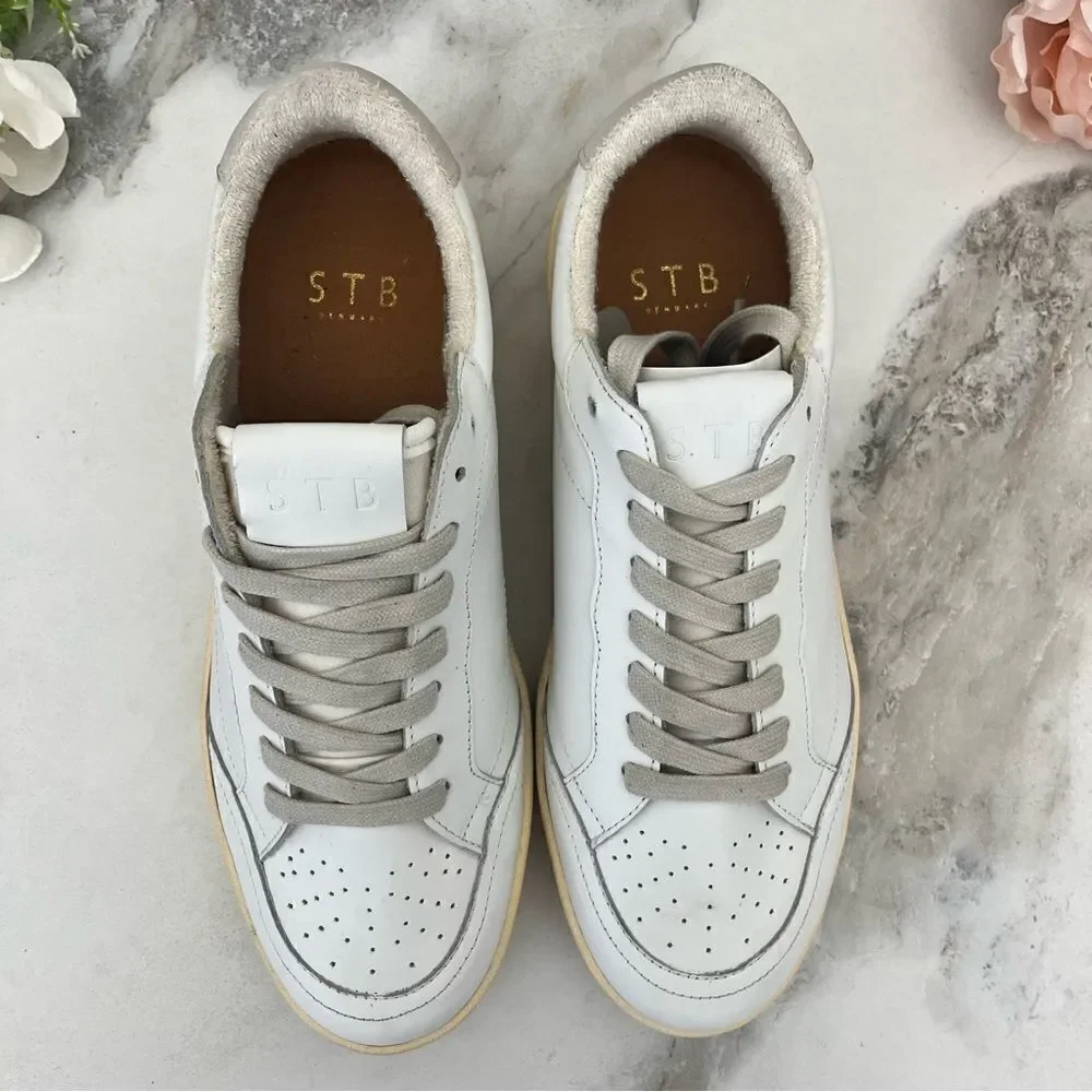 STB Shoe The Bear Babtiste Lace-Up Sneaker in White/Gray Size 8 NEW